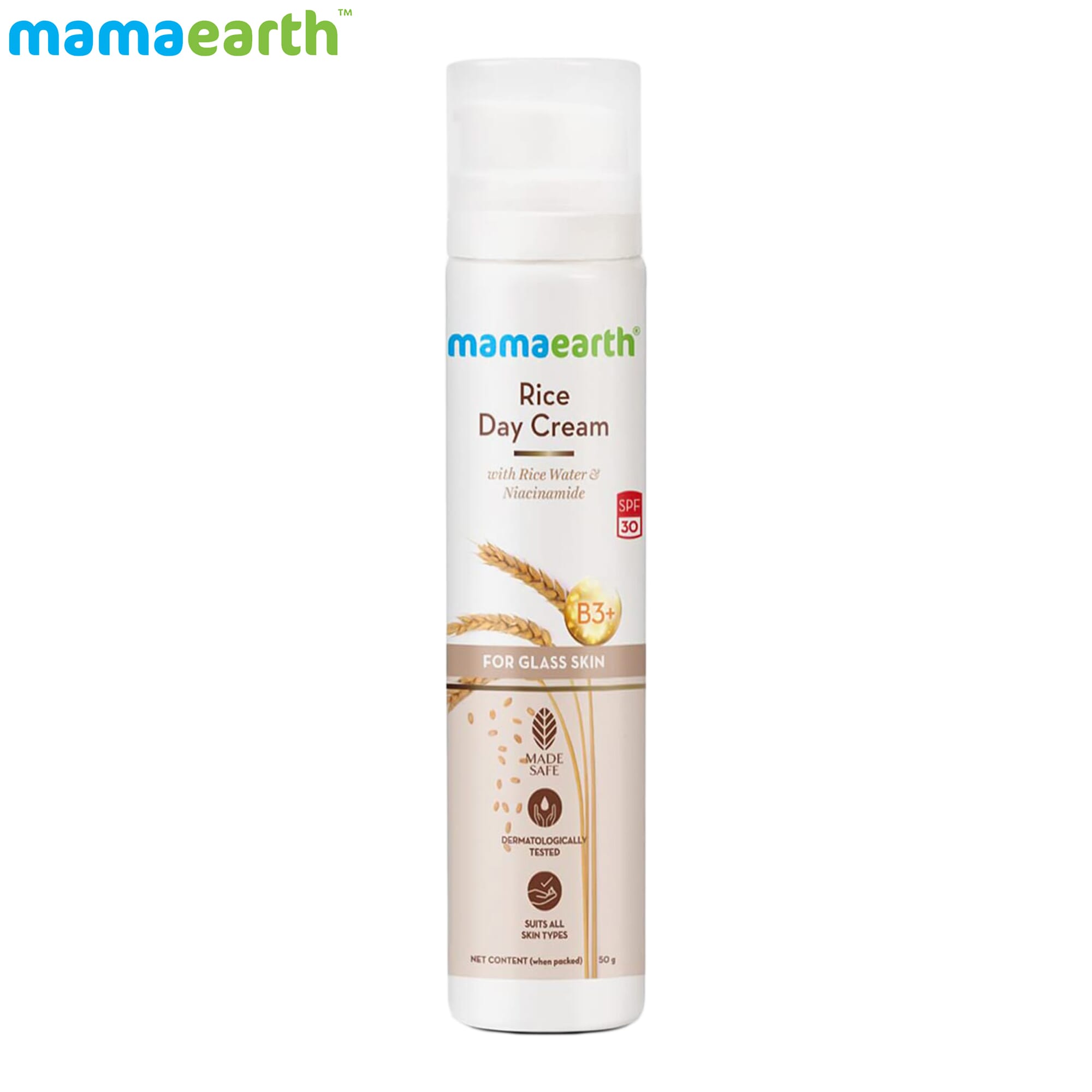 mamaearth Rice Day Cream With Rice Water & Niacinamide - 50G