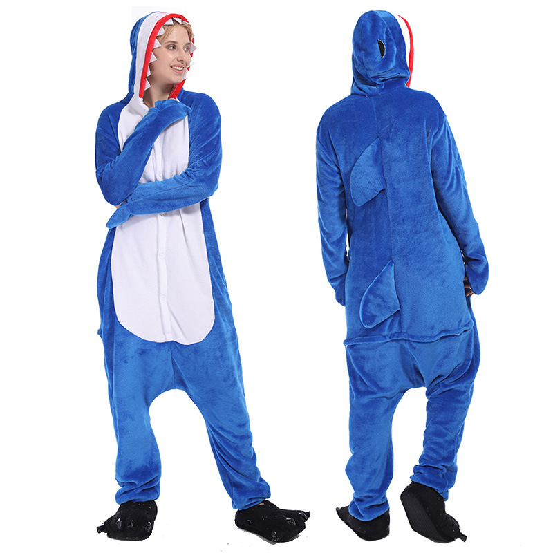 New Animal Kigurumi 3D Shark Cartoon Onesies Women Pajamas Anime Onesie For Adults Pyjamas Boys Girls Pijamas Flannel One-Piece