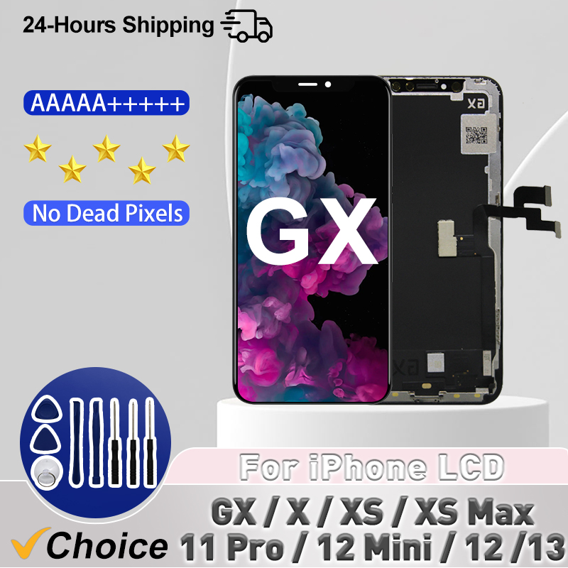 GX OLED For iPhone X XS Max Display 13 LCD Ture Tone 3D Touch Screen For iPhone 11 12 Pro Max 12 Mini LCD 14 Pro Max Pantalla
