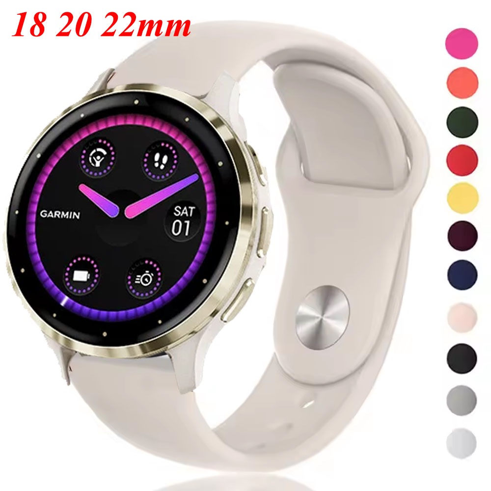 Silicone Watch Band For Venu 4 41mm 45mm Venu 3S 2S/Vivoactive 4S/Vivomove 3/Forerunner 55 255S 265S Bracelet 18 20 22mm