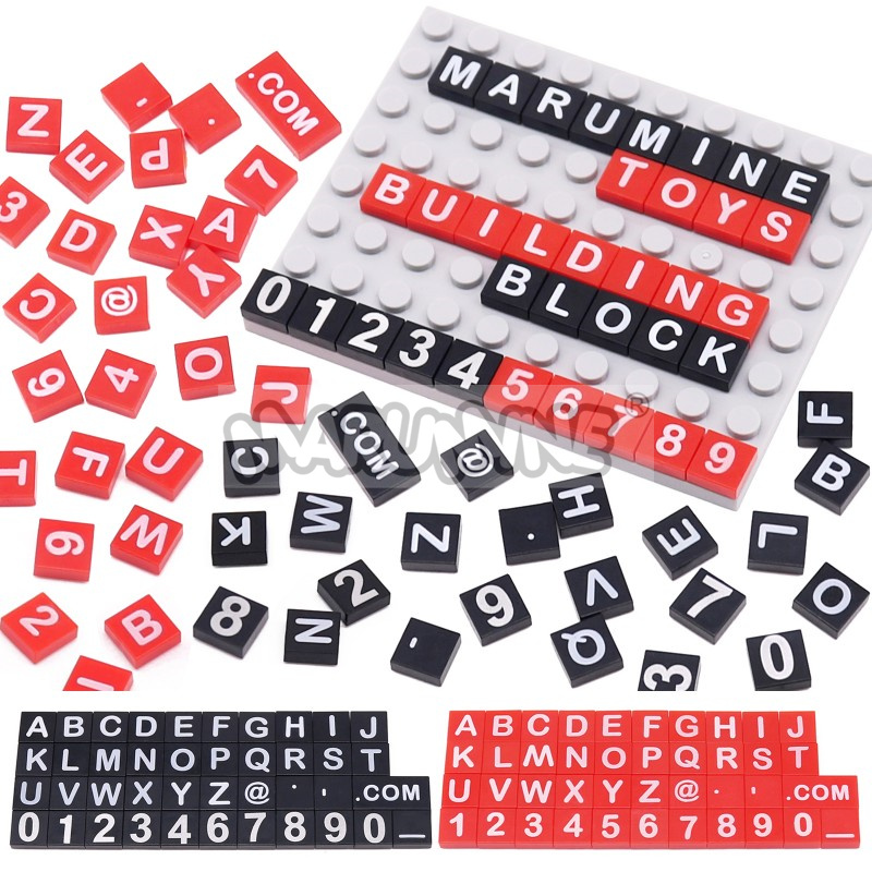 MARUMINE MOC Building Blocks Parts Set 1x1 Tile with Printing Alphabet & Number 3070 Compatible DIY Assembled Bricks Accessories