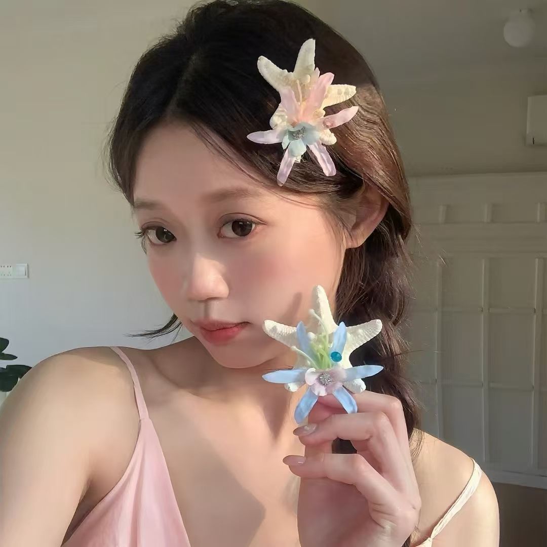 1 Pc Eternal Flower Shell Sea Star Hairpin - Ocean Series Side Braid Clip - Berry Headpiece - Sea Shell Hairpin - Shark-like Cli