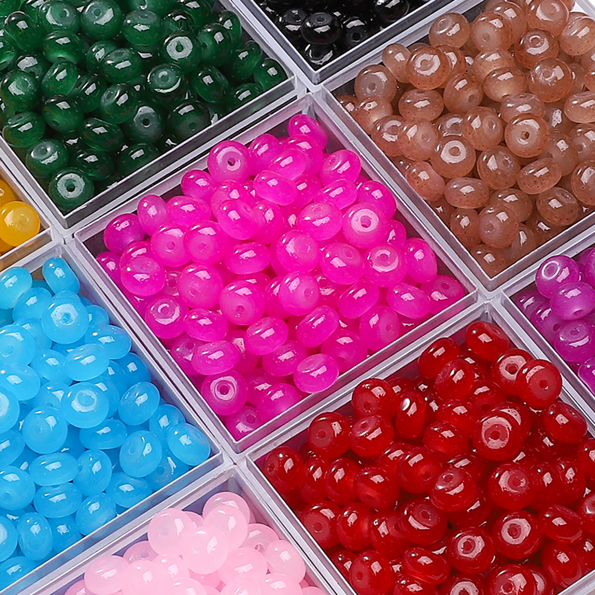 8x5mm 25Pcs Glass Imitation Jade Straight Hole Abacus Beads, Unique Scattered Beads, Handmade DIY Jewelry Bracelets, Earrings, A