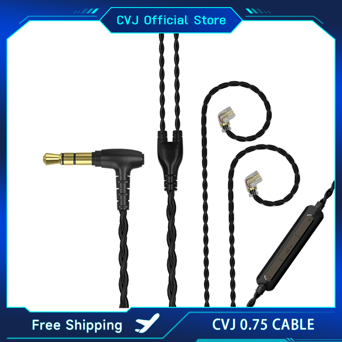 CVJ V2 Earphone Cable 0.75mm IEM Earbuds Cords MMCX 4 Cores 2 Pin Audio Devices In Ear Heaset Wire For TRN