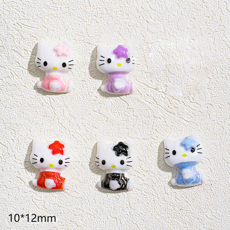 100Pcs/Pack Black & White Kitty Nail Charms - Edgy Cute Nail Art, Sweet-Cool Press-On Nail Decor for Trendy Manicures