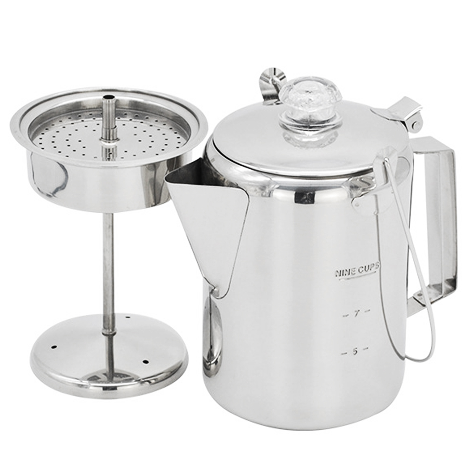 1.2L French Press Coffee Maker Outdoor 9 Cup Stainless Steel Percolator Coffee Pot Coffee Maker Camping Home Kitchen Cookware
