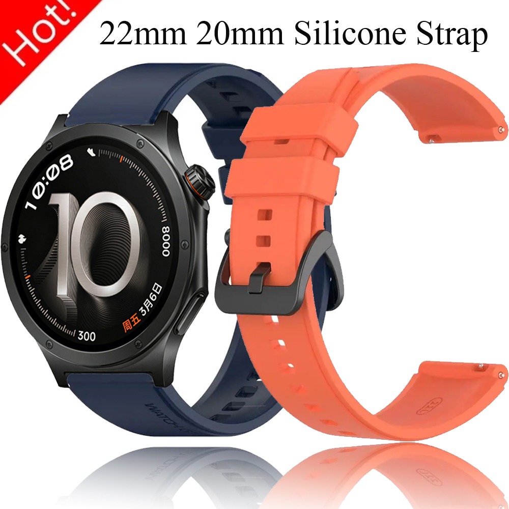 22mm 20mm Silicone Strap for Watch 5/4/3 GT6-5-4-3-2 Pro Original Wristband for Active Max/GTR/GTS4 Watch X3