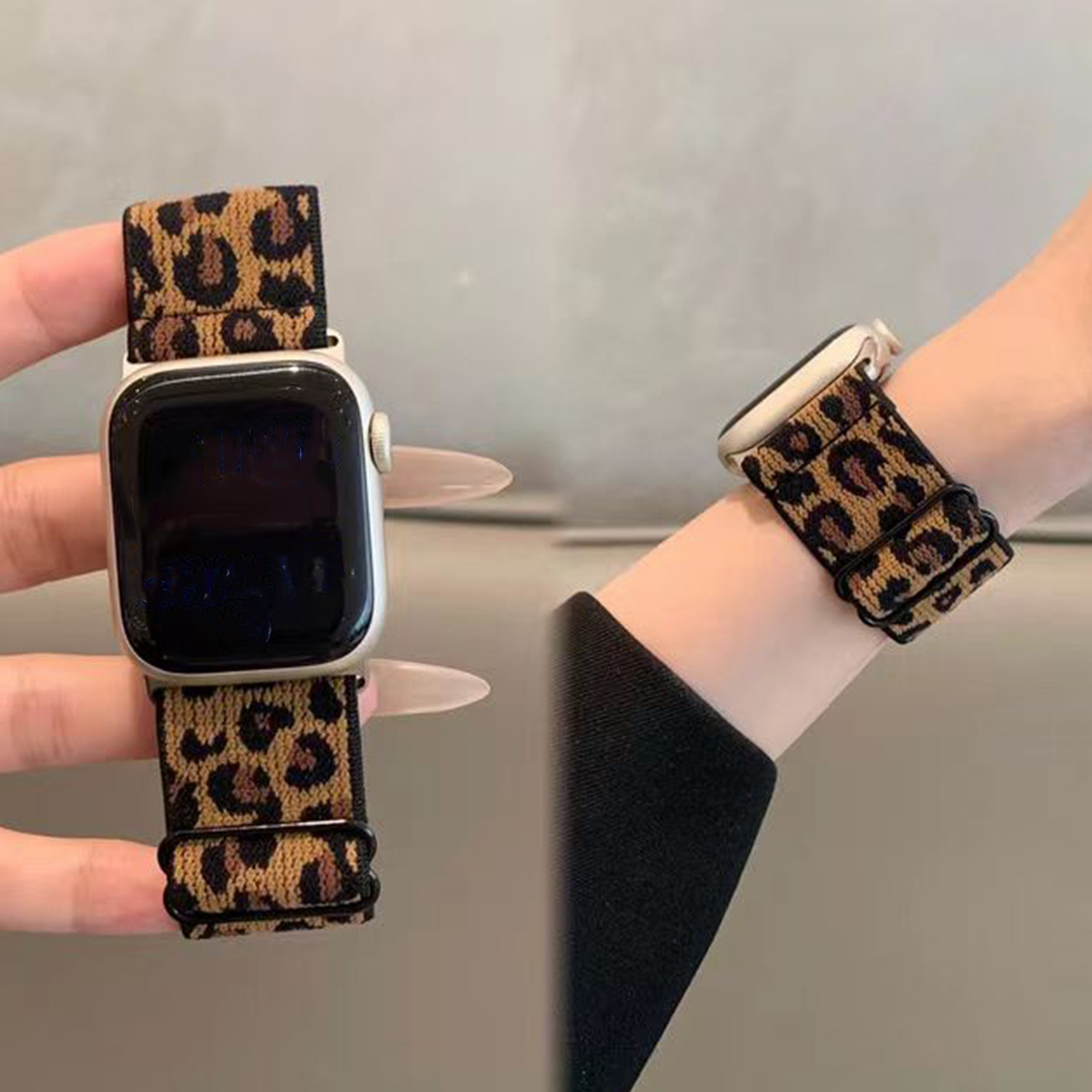 Leopard Nylon Elastic starp for Watch Band series10/11 42mm 46mm Sport Stretchy Nylon Loop for iwatch Series10 9 8 7 6 5 4