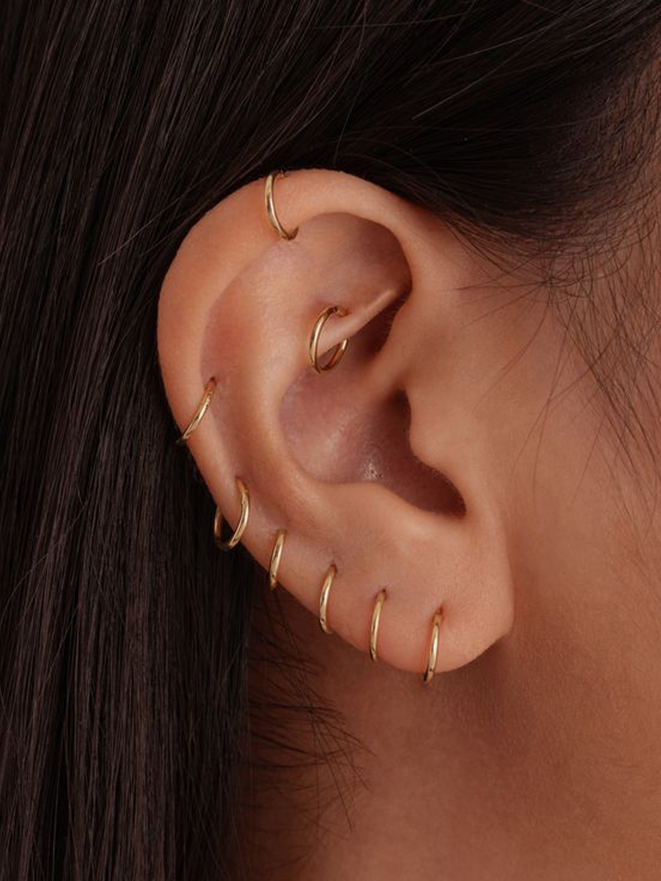 5 Pairs Small CZ/Cubic Zirconia Hoop Earrings for Women, 14K Gold Plated Huggie Hoop Earrings for Cartilage Helix Tragus