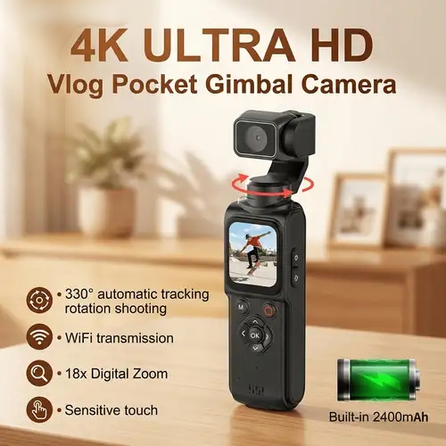 4K Vlog Pocket WiFi Gimbal Auto 360° Rotation Portable Camera