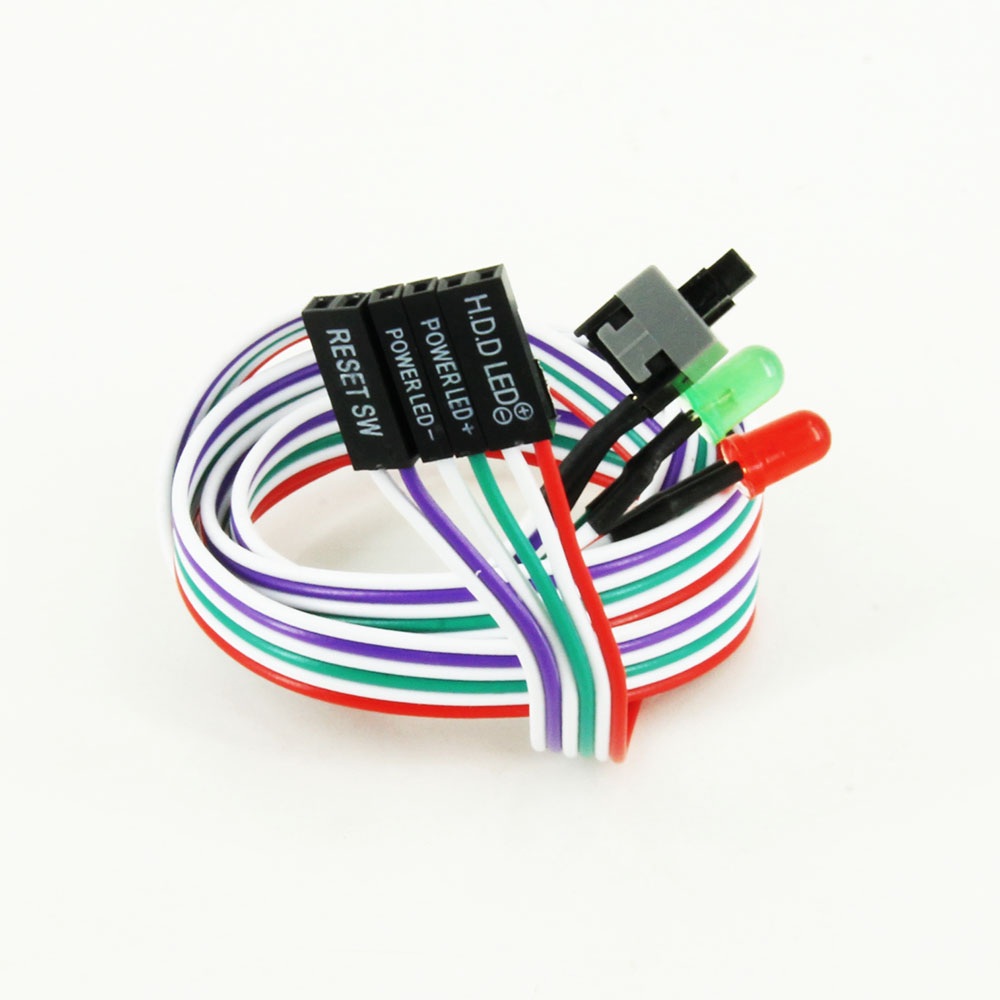 Computer Host Switch Restart Power Supply Cable with LED Chassic Switch Line for Desktop Motherboard RESET/SW/HDD/POWER Wire