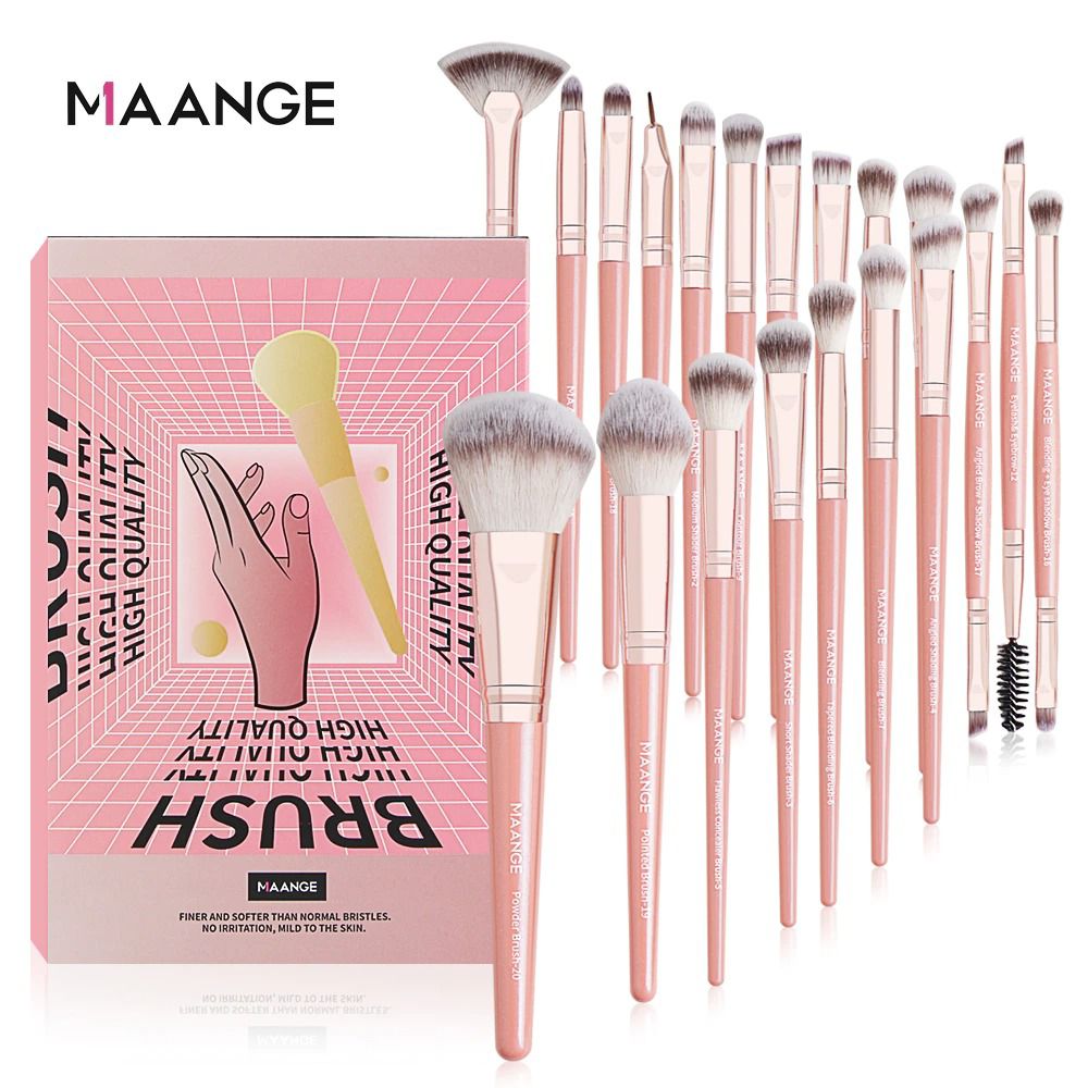 MAANGE 20Pcs Premium Synthetic Make Up Brushes Sets (Pink)