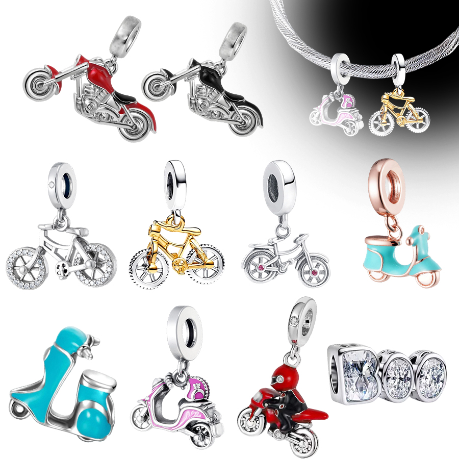 Fashion Motorcycle Bicycle Scooter Charms Beads For Bracelets Necklace Diy Jewelry Making Accessories For Women Girls .