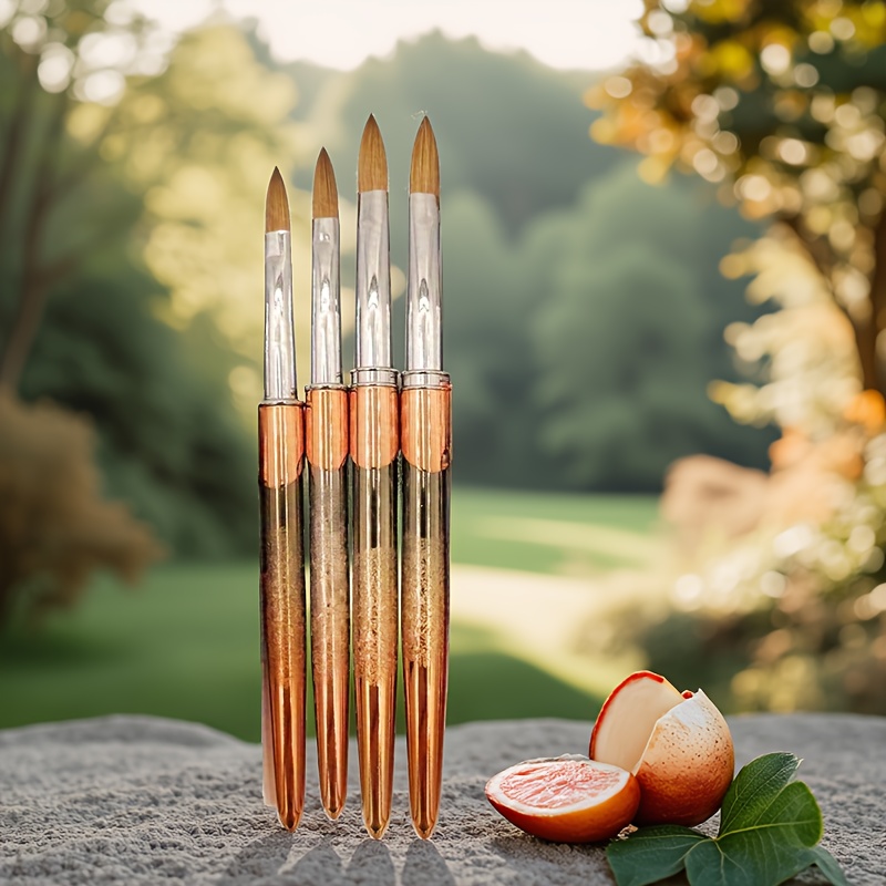 1pc Rose Gold Crystal Kolinsky Flat Head Nail Pen, Flat Head Color Pen for Beginners (6 # 8 # 10 # 12 #) pen gpt