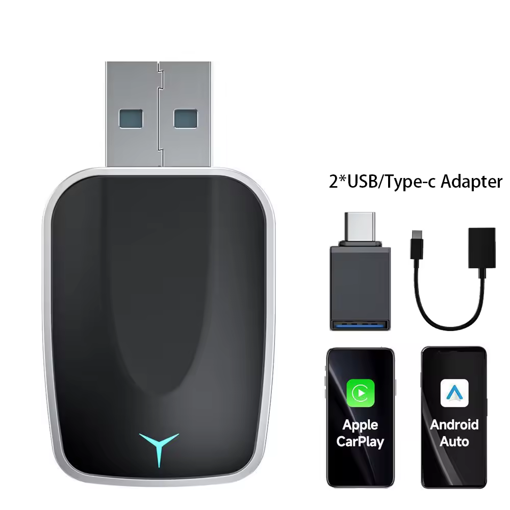 2025 NEW 2 In 1 Wireless Carplay AI Box Android Auto Plug And Play Applicable To Convert Original Car Wired Carplay To Wireless