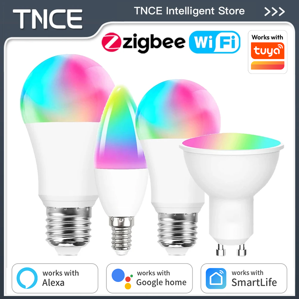 TNCE Tuya gu10 E27 E14 WIFI or Zigbee, Dimmable Light LED lamps 2700-6500k Bulb, Smart Life, Voice With Alexa Home alice