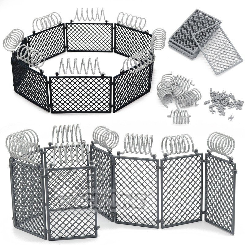 MARUMINE 60PCS MOC Building Blocks Penitentiary Set Police Bricks Accessories Protective Net Wire Mesh Wall Isolation