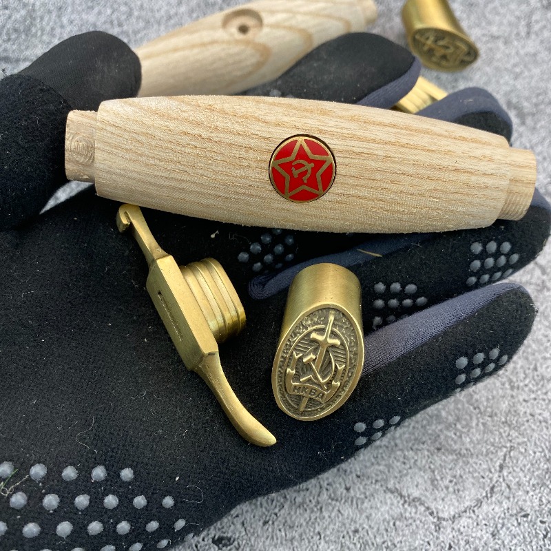 Natural Solid Wood Handle With Brass Protection Kit, Durable DIY Craft Hardware Making Accessory