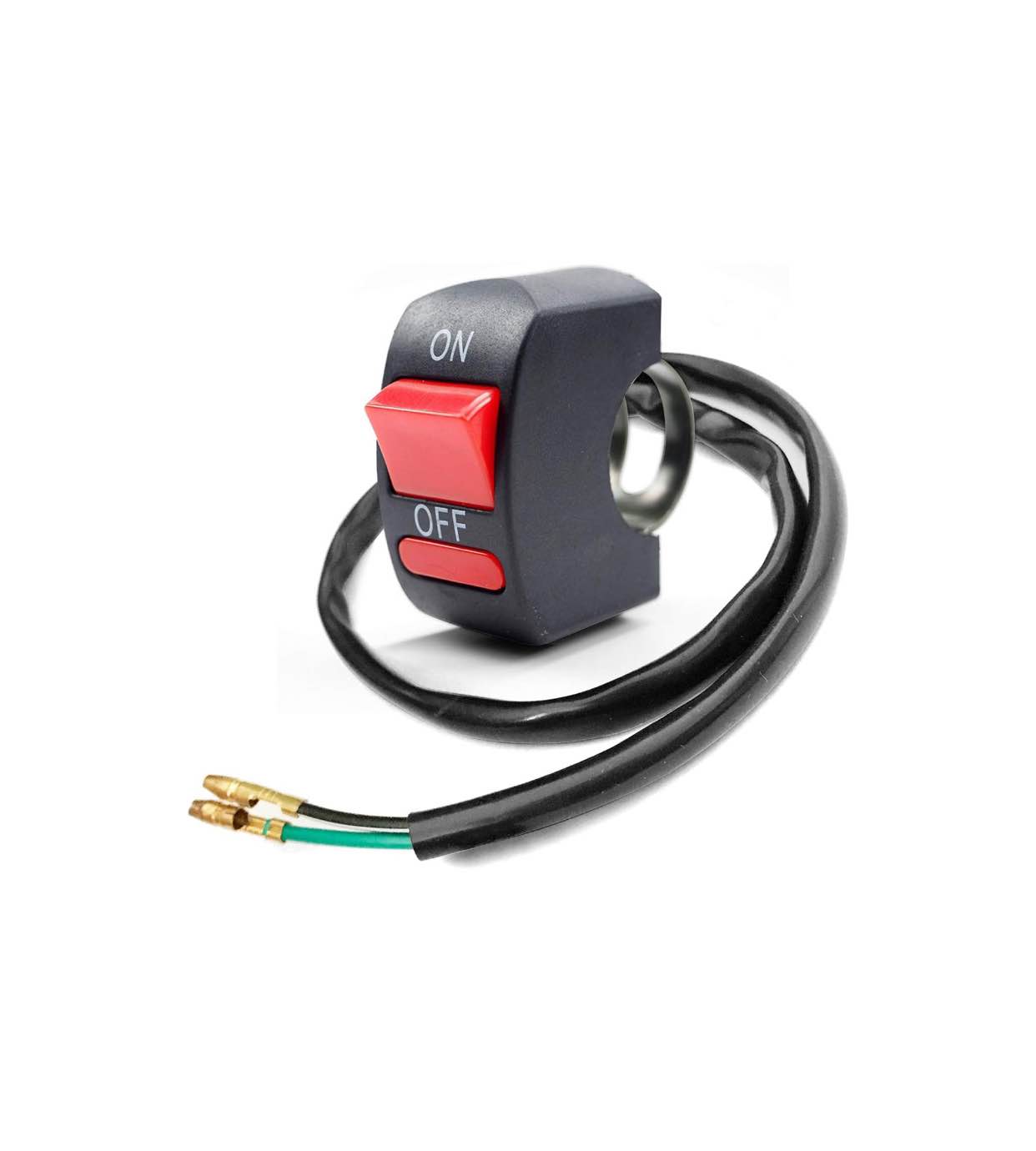 12 Volts Universal Handle Bar minda Switch - Piano Type Red Button for-Universal for Hazard, Extra Horn, Headlight Switch On Off Button for Bike - Black