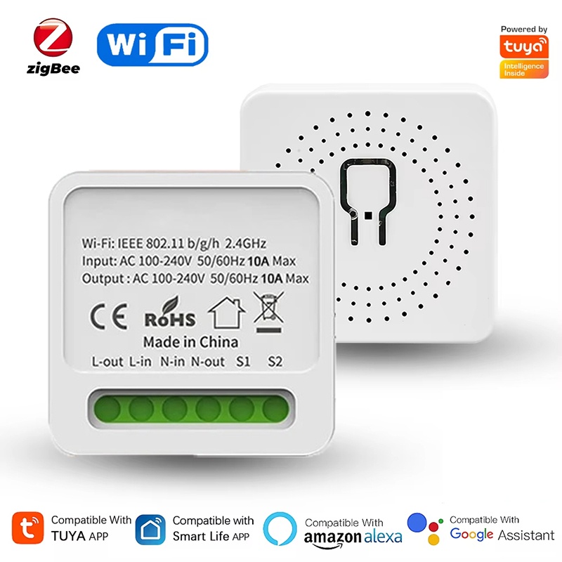 Tuya Smart Home WiFi Smart Light Switch DIY 16A Circuit Breaker Relay Module Alexa Voice Control lightify