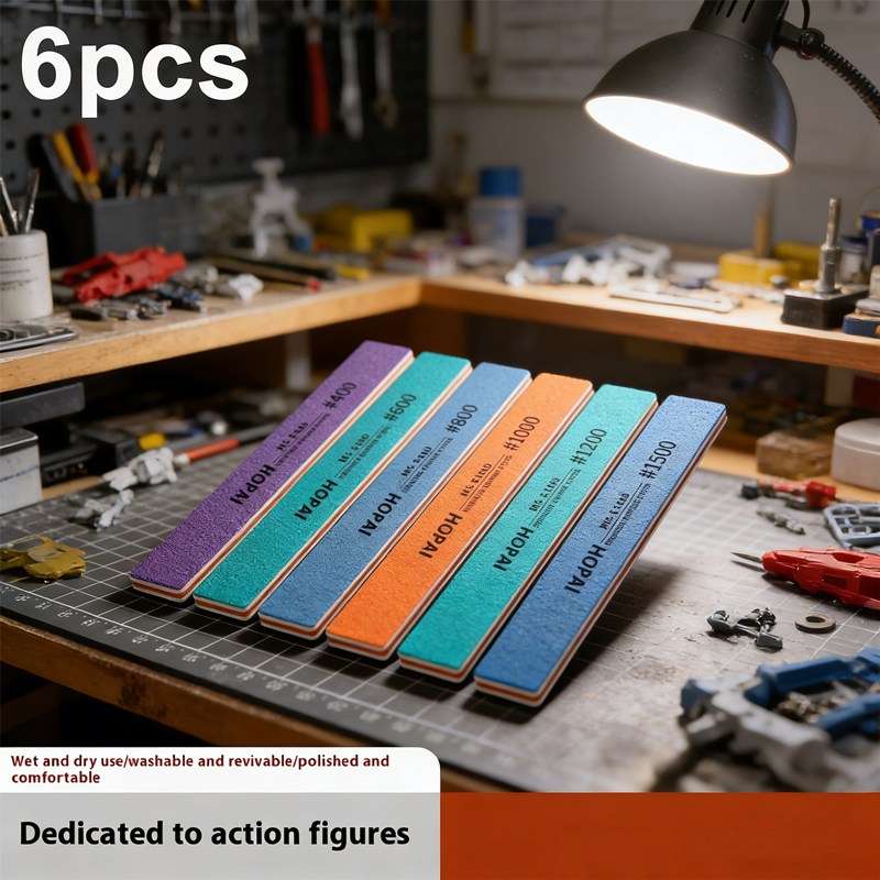 NEW Model Builder's Sanding Stick Set 6Pcs, Semi-Rigid for Smoothing & Polishing, Essential for Hobby Precision Sanding Kits