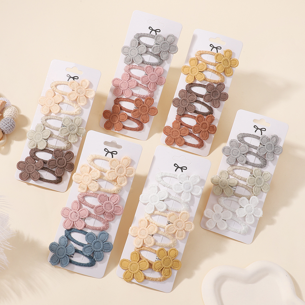 6PCS Cute Daisy Flower Hair Clips Bangs Hairpins for Kids Lace White Barette Princess Hairgripes Children Hair Accessories