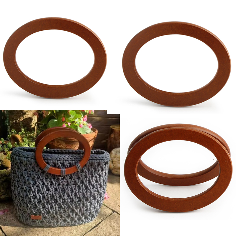 2PCS Wooden Oval Handbag Wallet Handle Replacement Shoulder Bag Messenger Bag Beach Bag DIY Handmade Handle Accessories