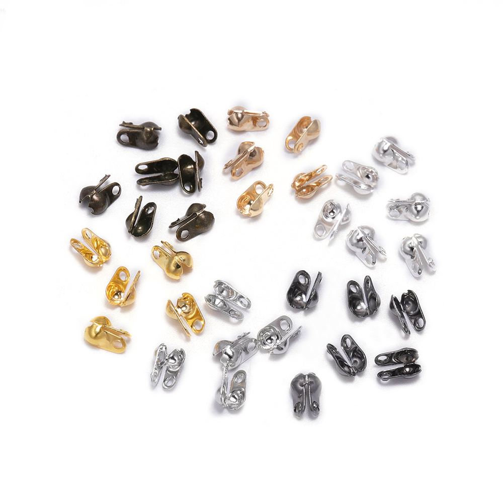 200pcs 4x7mm End Beads Crimp Fastener Cap Connector for Bracelet Necklace Chains DIY Jewelry Making Kit Set