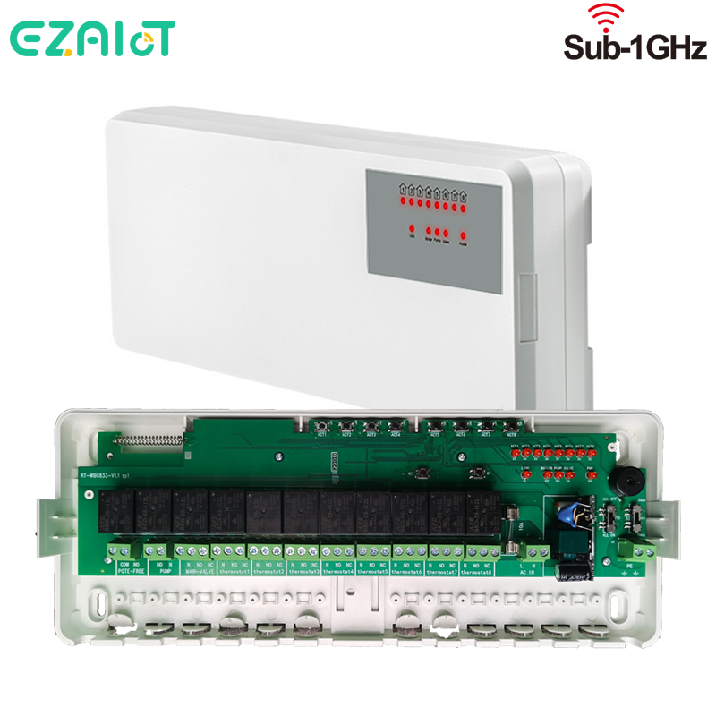 Gas Boiler Central Heating Wiring Hub Controller System Smart WiFi Tuya Thermostat 8 Chamber Valve Actuator Water Floor Heating