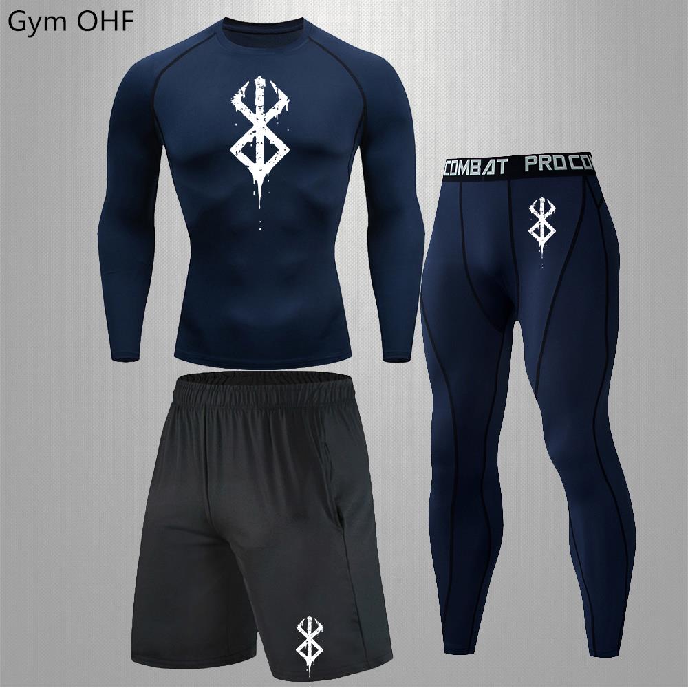 Anime Berserk-Print Tracksuit For Men,Rashguard jiu jitsu Kickboxing Compression Sets Men Gym Jogging Training Sportswear Men