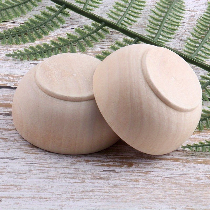 Handcrafted Solid Wood Mini Bowl for Home and Office Decor, Creative Painting Toy and Portable Tableware