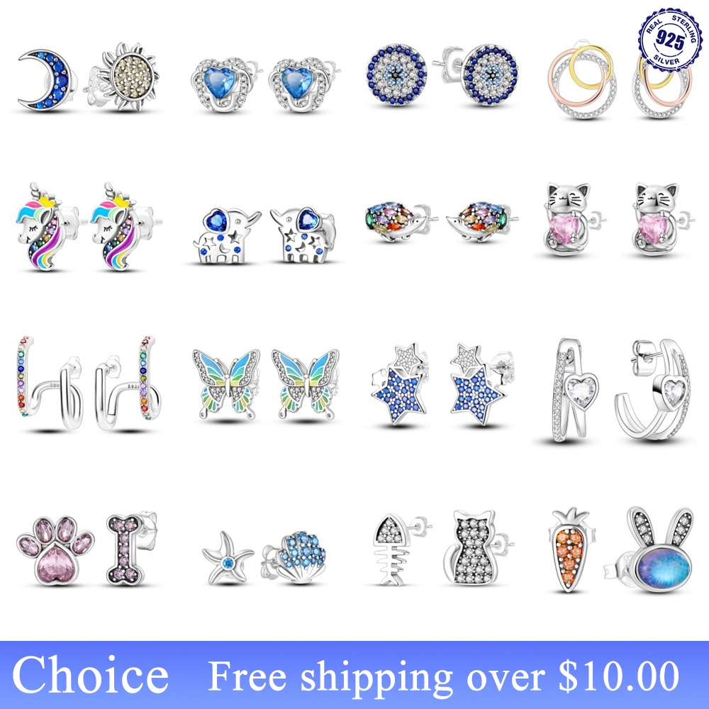 PANPOKI High Quality Sloth Earrings 925 Sterling Silver Cute Little Animals Women's Fine Jewel Encrusted with Shiny Zircon Women