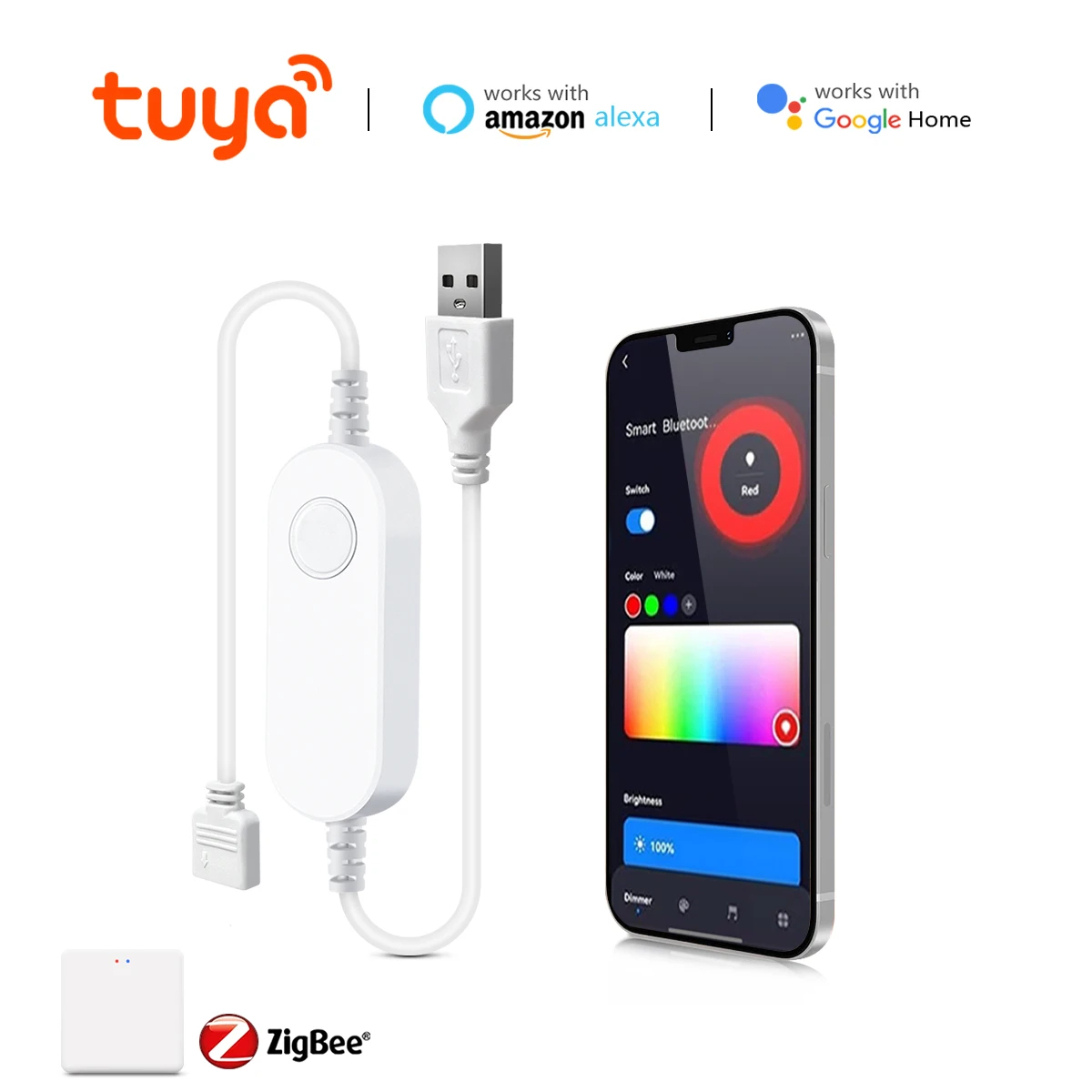 Zigbee 3.0 Smart RGB LED Strip Light Controller Dimmable Tuya Wifi For COB Neon Led Strip Alexa Assistant Smartthing lightify