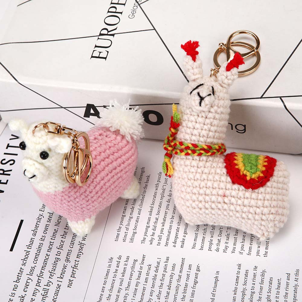 Fashionable and Cute Accessories Keychains Creative Hand Woven Alpaca Bag Charm Cute Mini Cartoon Pendant Winter Bag Decorations pen gpt