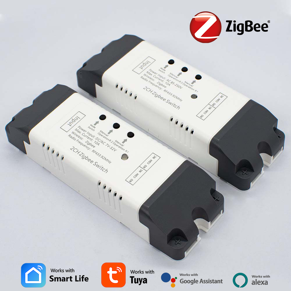 2 Channel Zigbbe Tuya Smart Remote Control Switch Relay RF433 Receiver 2CH Module Light Lamp Motor Controller Alexa Need Hub