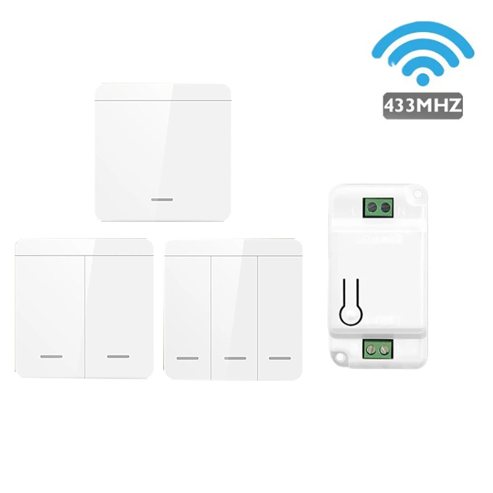 NEW Smart Wireless Light Switch 433Mhz Remote Control 1/2/3Gang Wall Panel Switch Mini Relay Receiver Led Light Lamp Fan
