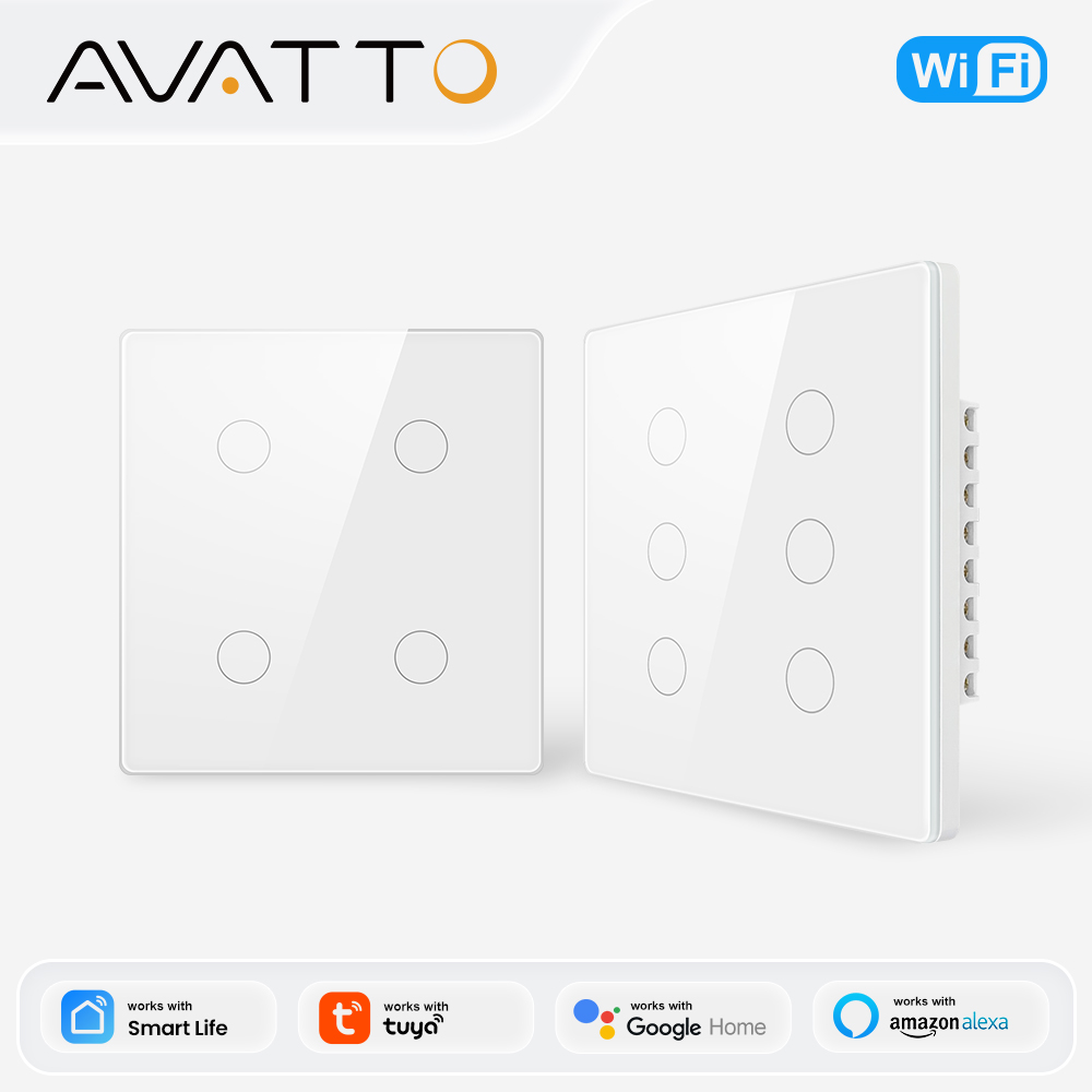 AVATTO Tuya WiFi/Zigbee Smart Light Switch with Socket,Brazil Stand 16A Touch Button Wall Switch,Work for Alexa Home lightify