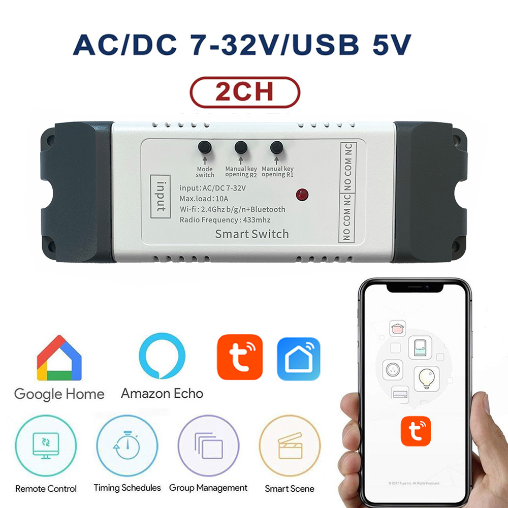Tuya Smart Wifi Motor Switch Module 5V 12V 32V 220V RF 433 Radio Remote Control 2 Channels Inching Relay for Alexa Home pen gpt