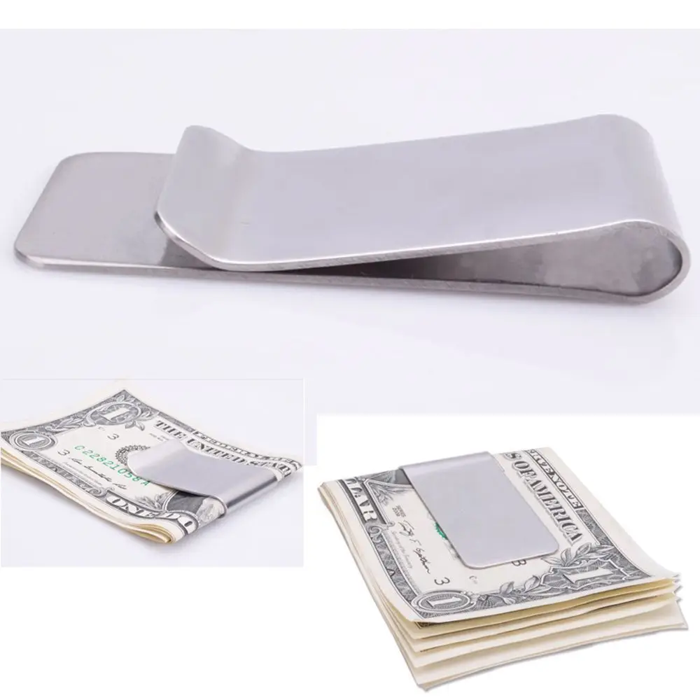 High Quality Metal Clip Slim Pocket Credit Card ID Clip Stainless Steel Money Clip Wallet Cash Clamp Men Purse