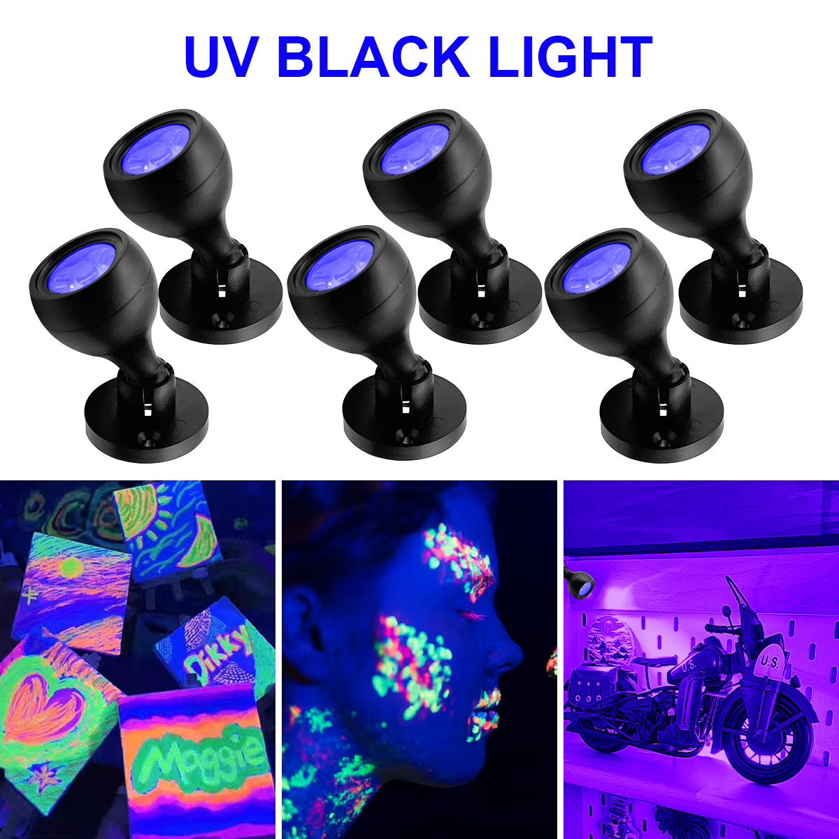 UV Black Light Led Spotlight USB 5V Mini Ceiling Spot 1W Showcase Pattern Showcase Light Room Decor