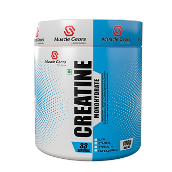 Muscle Gears- Creatine monohydrate (100gm/33serving) Performance-Enhancing Benefits || ISO Certified & FSSAI Cartificate ||
