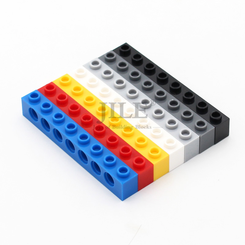 20PCS 3702 Building Blocks Technology Parts 1x8 Beam with 7 Holes DIY Repair Arms Creative MOC Bricks Replacement Accessories