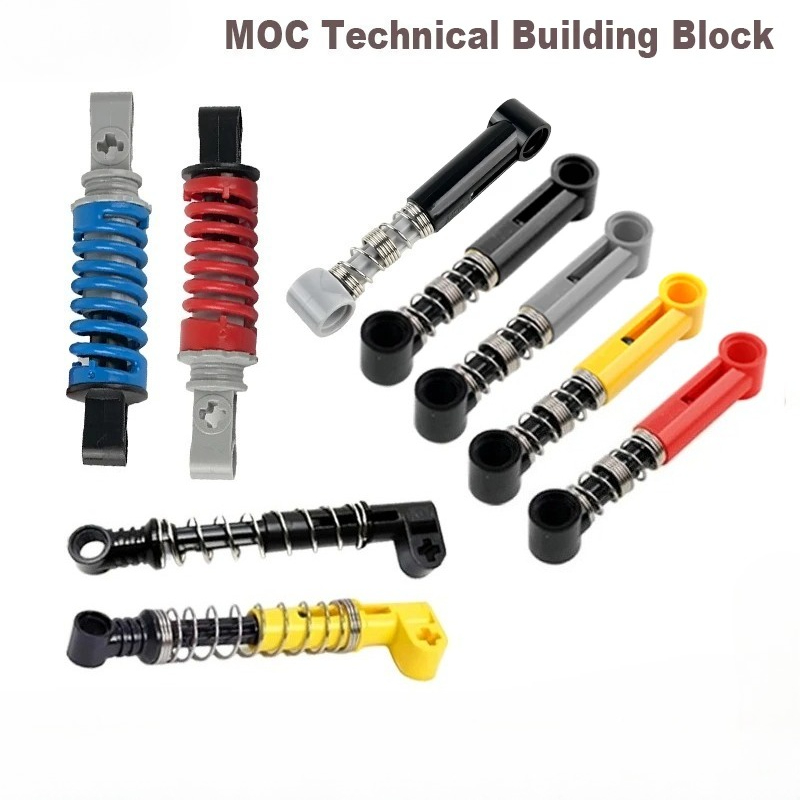 4PCS MOC Soft Spring Shock Arm Technological Bricks DIY Parts Building Blocks Shock-absorbing Arm For 76537 18404 Toys