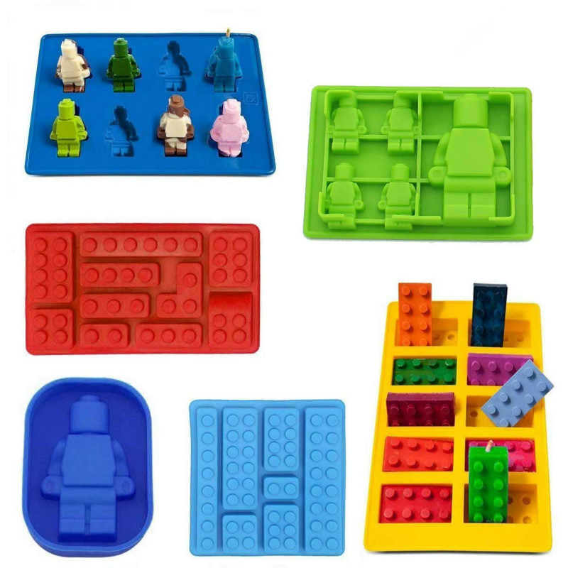Robot Ice Bricks Cube Tray Silicone Mold Candy Chocolate Moulds For Kids Baking Minifigure Building Block Themes Jelly Mold