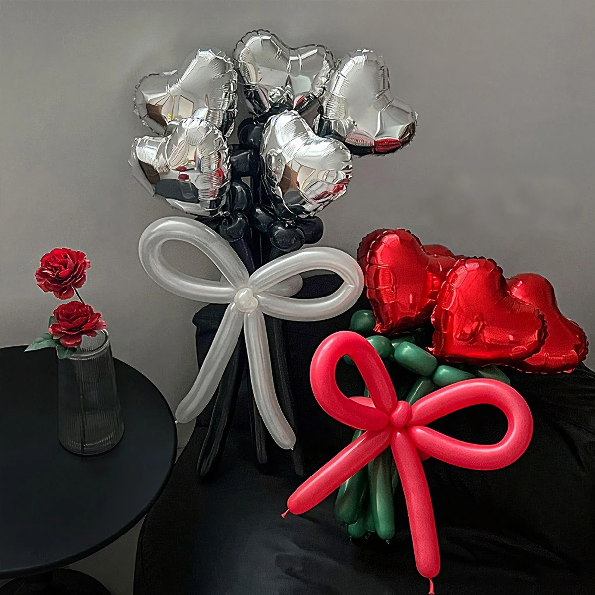 Love bouquet balloons, heart-shaped aluminum foil balloons,birthday romantic surprises,Valentine's Day,DIY photo props