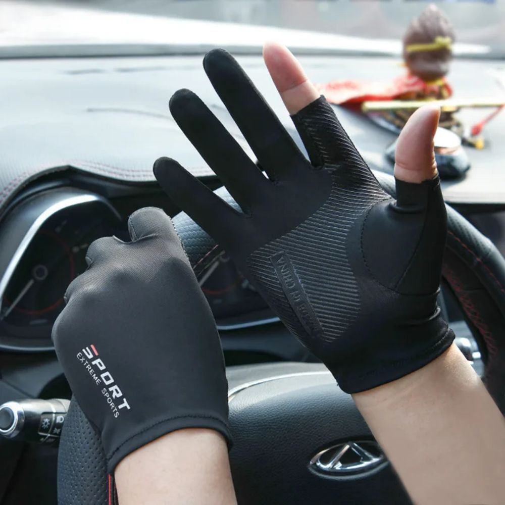 1Pair Ice Silk Halffinger Cycling Gloves for Men and Women Outdoor Sports Fitness Driving Fishing Highelastic Comfortable