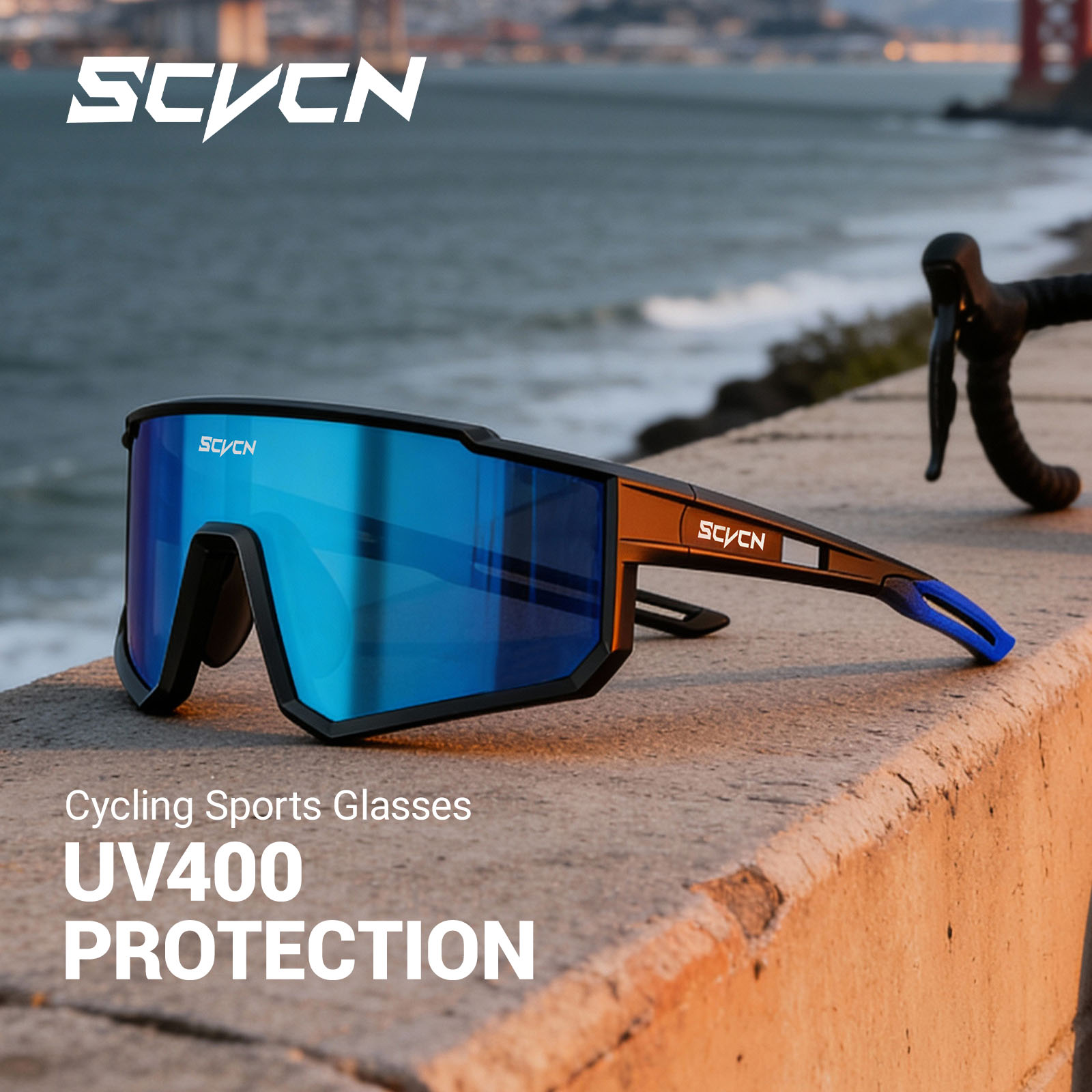 SCVCN Bike Cycling Glasses Fashion Sports Sunglasses Bicycle Accessories Golf Camping Wen Women UV400 Outdoor Driving Equipment