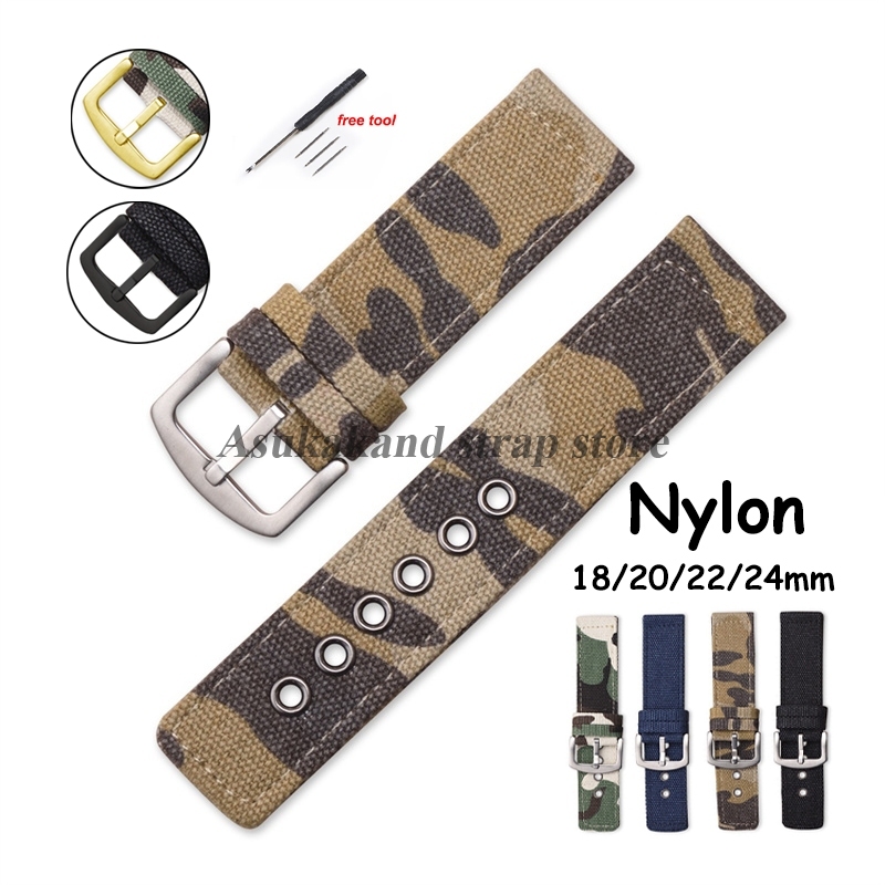 New Nylon Canvas Watchband 18mm 20mm 22mm 24mm Outdoor Soft Sport Watchstrap Universal Replacement Women Men Bracelet