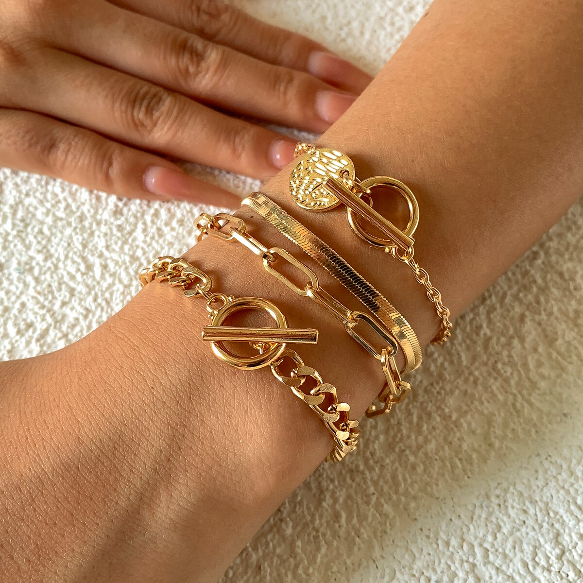 Punk Cuban Link Chain Coin Pendant Bracelet for Women on Hand Vintage OT Buckle Snake Chain Charm Bangles Couple Jewelry pen gpt