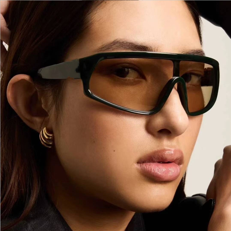 2pcs Fashion New Cycling Sports Sunglasses Women Punk Style Outdoor Eyeglasses One Piece Personalized Square Glasses Unisex